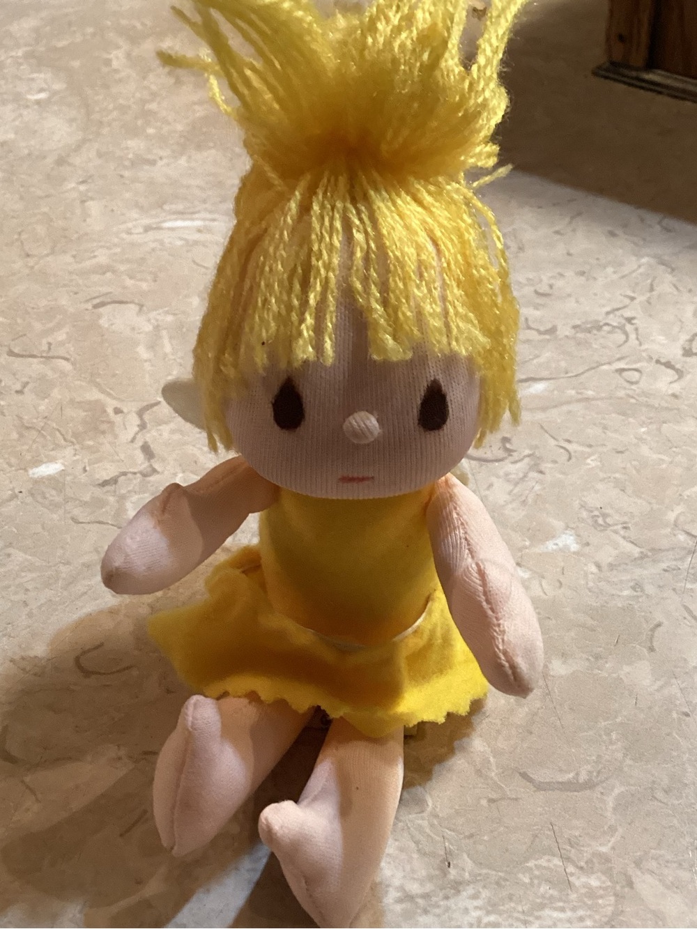 Yellow Yarn-Hair Plush Doll - Soft Kids Toy